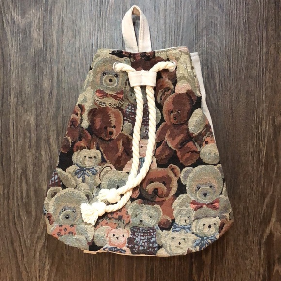 Vintage Tapestry Teddy Bear Backpack - Picture 12 of 16